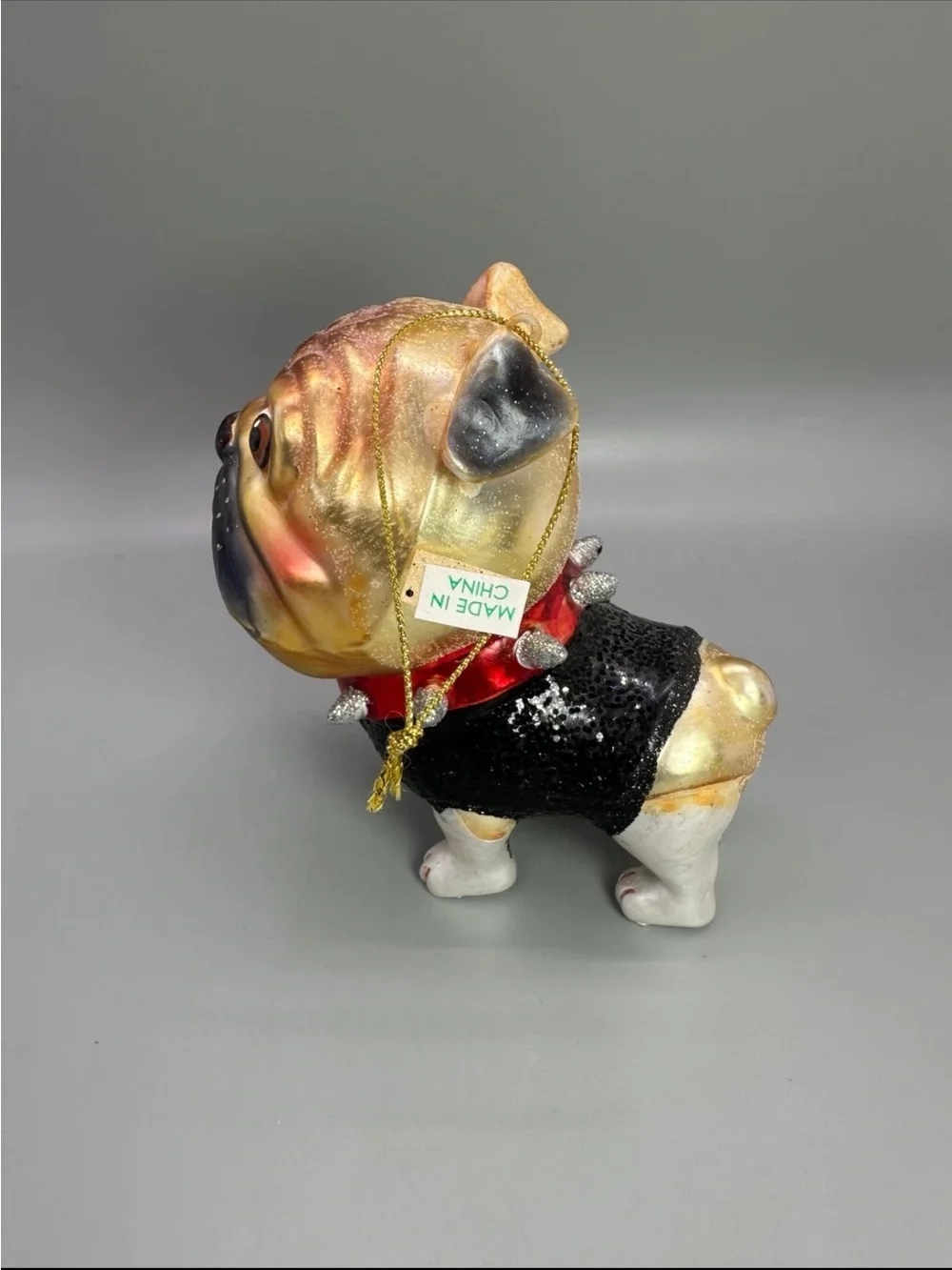 Fabulous Bulldog /Pug Glass Christmas Ornament Holiday Dog